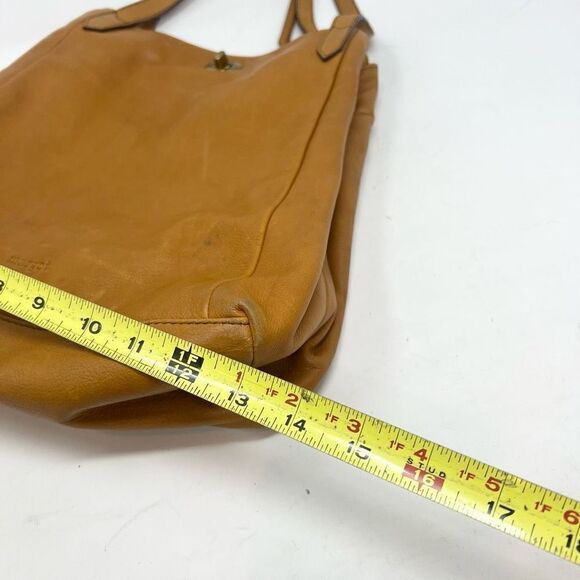 Margot Tote Bag Womens Tan Leather Turn Lock Front Double Handle - Picture 5 of 12